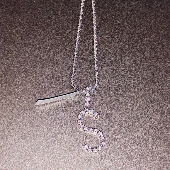 Beautiful real diamond S initial pendant charm not c w/ Turkish chain best gift - Picture 5 of 6